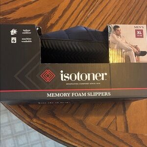 Isotoner Men's Dark Blue Memory Foam Slippers